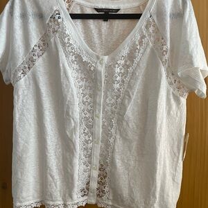 Victoria's Secret White Lace Short Sleeve Top